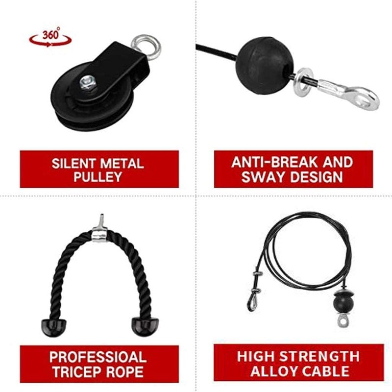 Morwealth Cable Pulley System Home Gym, LAT Pull Down Weight Pulley System Gym Fitness DIY Loading Pin Weight Lifting Triceps Rope Workout Adjustable Length Pulley Cable Machine Attachments for Home Gym - Image 4